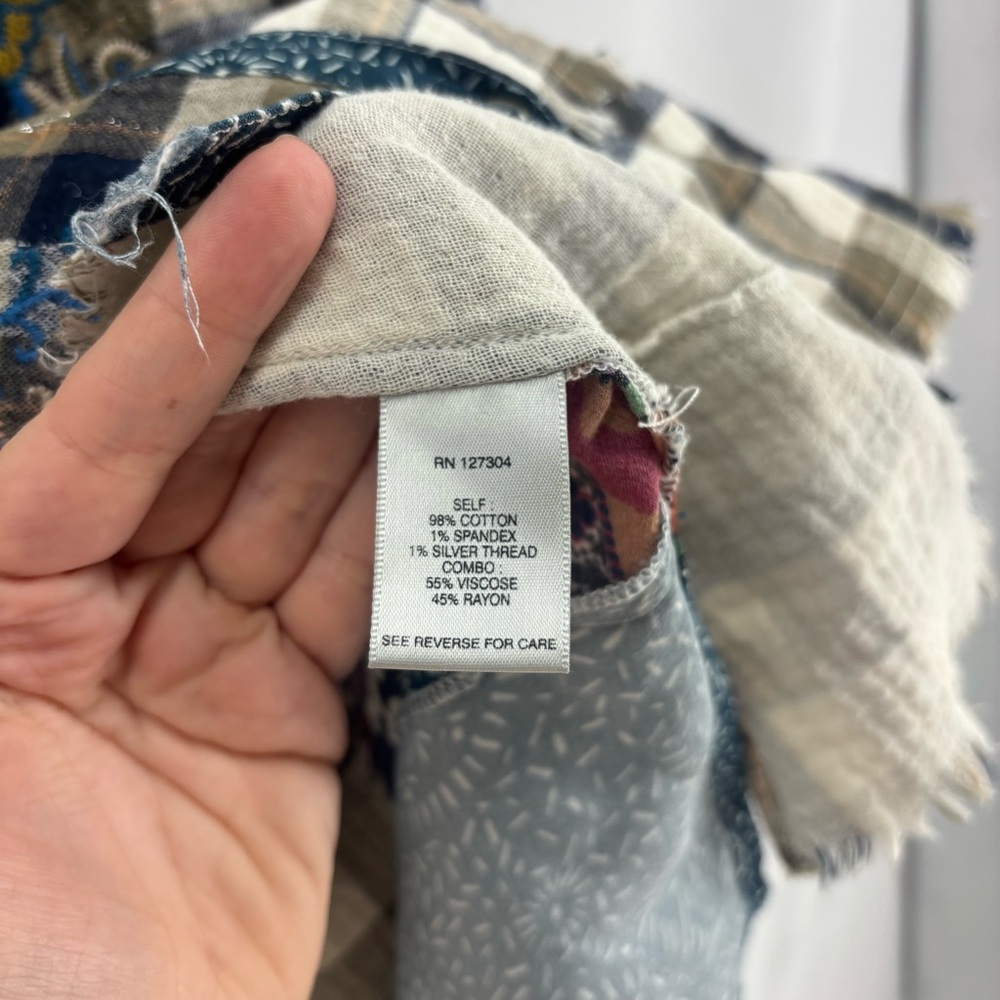 John Mark Plaid Patchwork Embroidered Button Fron… - image 4